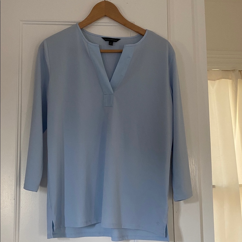 Banana Republic Sky Blue V-Neck Top